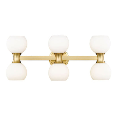 Z-Lite Artemis 5" 6-Light Modern Gold and Matte Opal Glass Shade Vanity Light