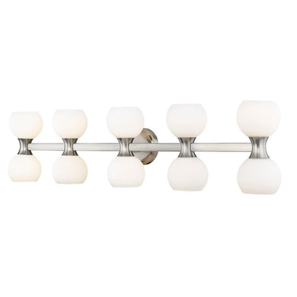 Z-Lite Artemis 7" 10-Light Brushed Nickel and Matte Opal Glass Shade Vanity Light