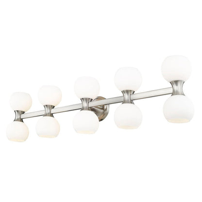 Z-Lite Artemis 7" 10-Light Brushed Nickel and Matte Opal Glass Shade Vanity Light