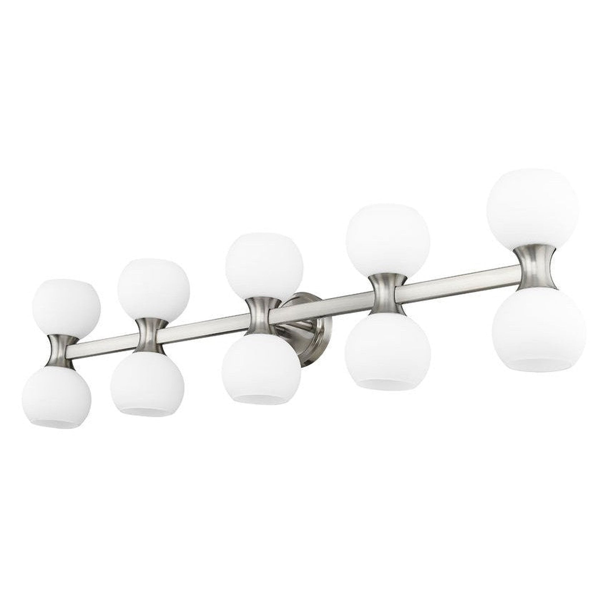 Z-Lite Artemis 7" 10-Light Brushed Nickel and Matte Opal Glass Shade Vanity Light