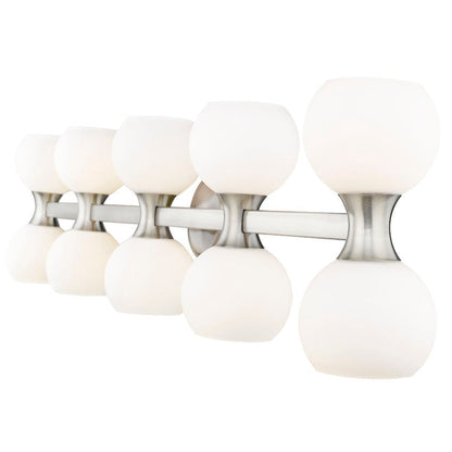 Z-Lite Artemis 7" 10-Light Brushed Nickel and Matte Opal Glass Shade Vanity Light