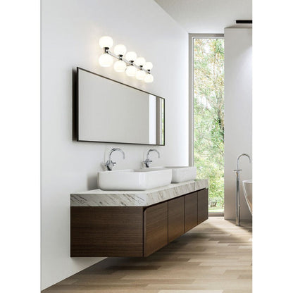 Z-Lite Artemis 7" 10-Light Chrome and Matte Opal Glass Shade Vanity Light