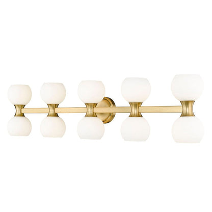 Z-Lite Artemis 7" 10-Light Modern Gold and Matte Opal Glass Shade Vanity Light