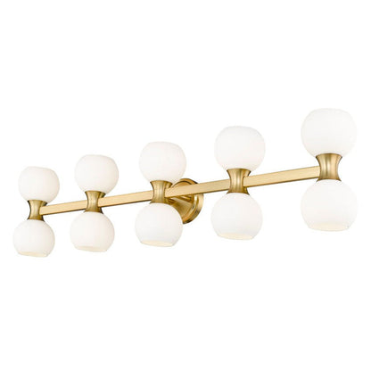 Z-Lite Artemis 7" 10-Light Modern Gold and Matte Opal Glass Shade Vanity Light