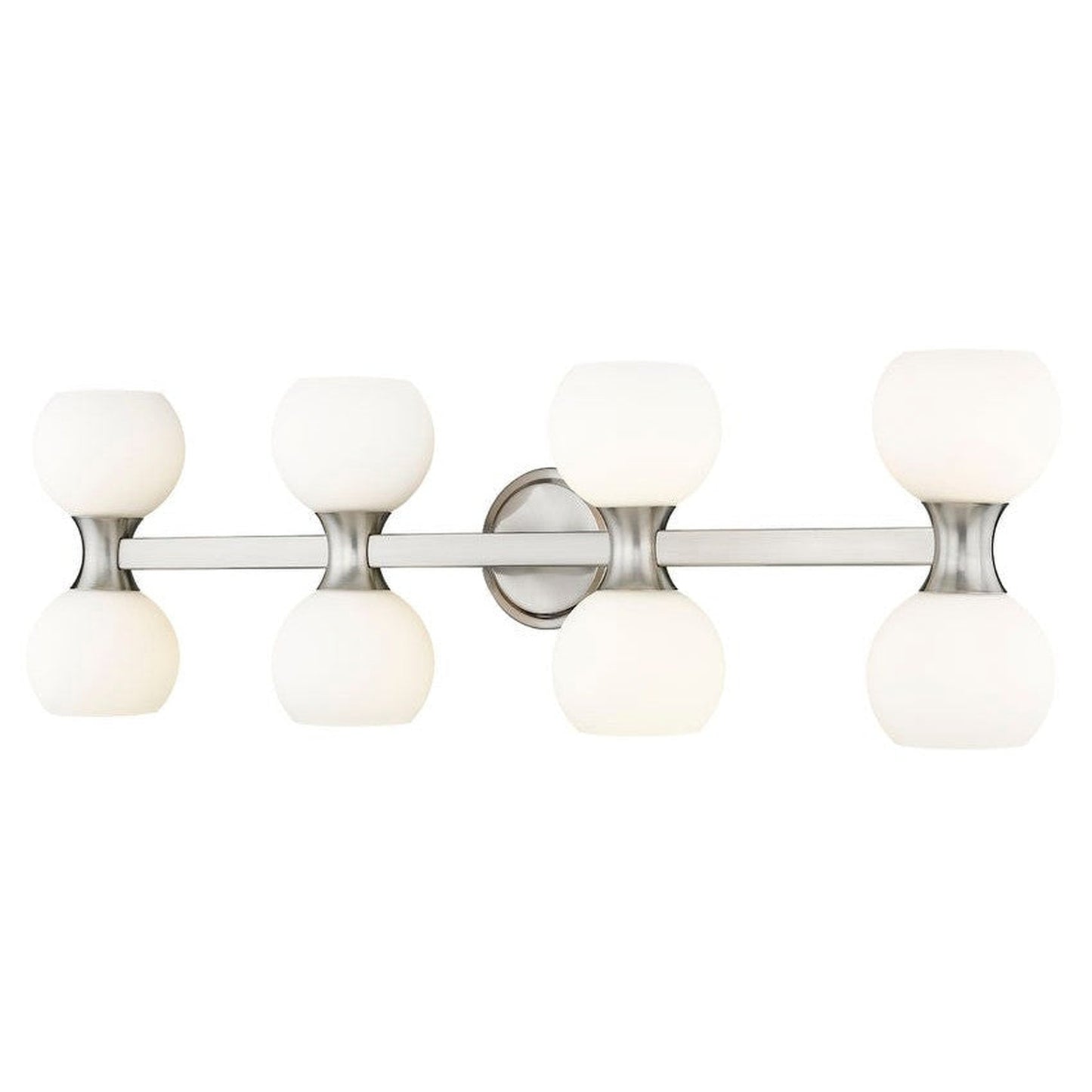 Z-Lite Artemis 7" 8-Light Brushed Nickel and Matte Opal Glass Shade Vanity Light