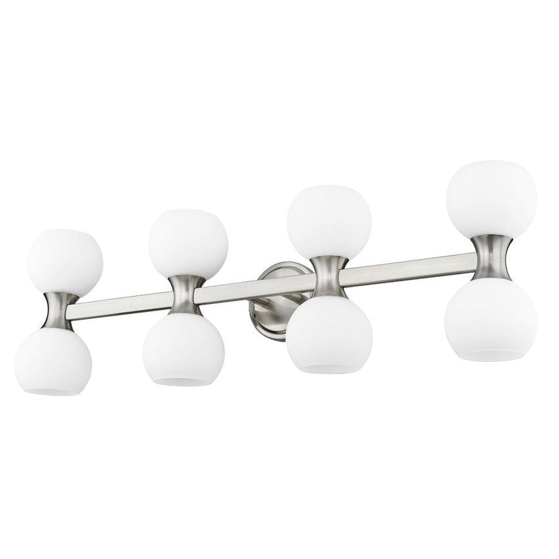 Z-Lite Artemis 7" 8-Light Brushed Nickel and Matte Opal Glass Shade Vanity Light