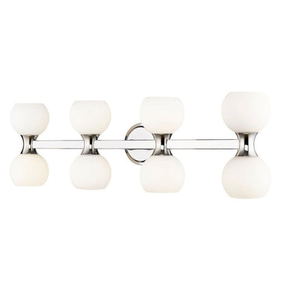 Z-Lite Artemis 7" 8-Light Chrome and Matte Opal Glass Shade Vanity Light