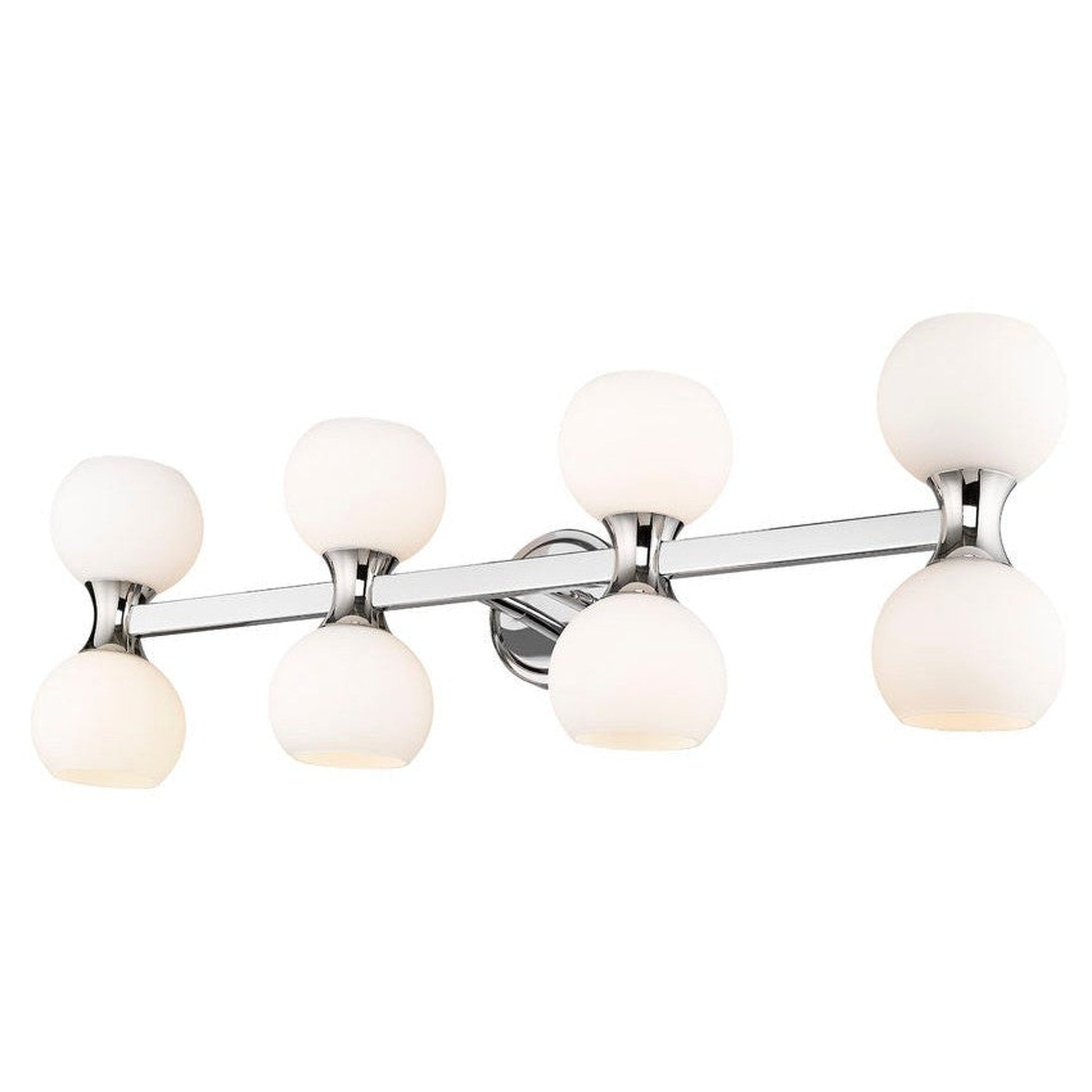 Z-Lite Artemis 7" 8-Light Chrome and Matte Opal Glass Shade Vanity Light