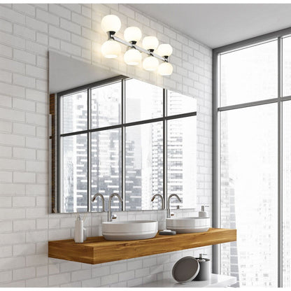 Z-Lite Artemis 7" 8-Light Chrome and Matte Opal Glass Shade Vanity Light