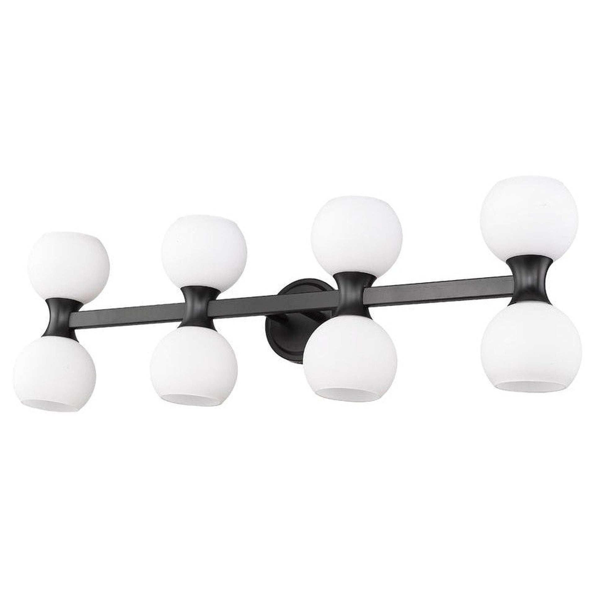 Z-Lite Artemis 7" 8-Light Matte Black and Matte Opal Glass Shade Vanity Light