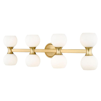 Z-Lite Artemis 7" 8-Light Modern Gold and Matte Opal Glass Shade Vanity Light