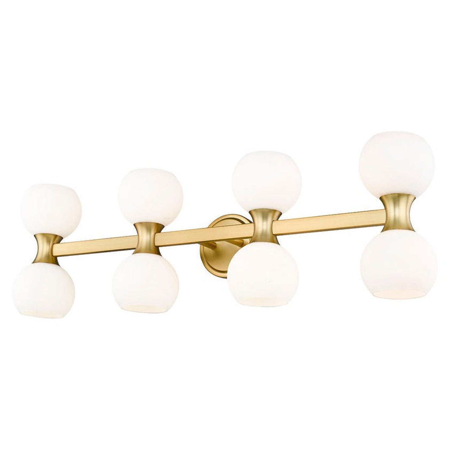 Z-Lite Artemis 7" 8-Light Modern Gold and Matte Opal Glass Shade Vanity Light