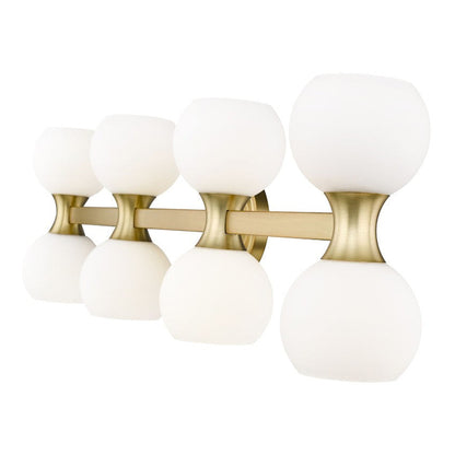 Z-Lite Artemis 7" 8-Light Modern Gold and Matte Opal Glass Shade Vanity Light