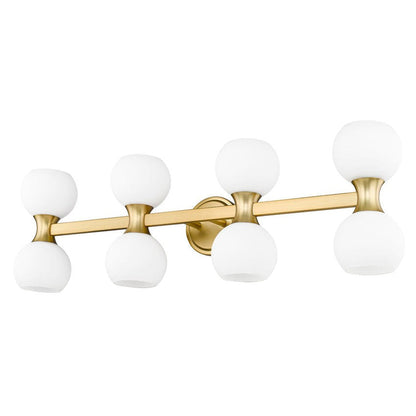 Z-Lite Artemis 7" 8-Light Modern Gold and Matte Opal Glass Shade Vanity Light