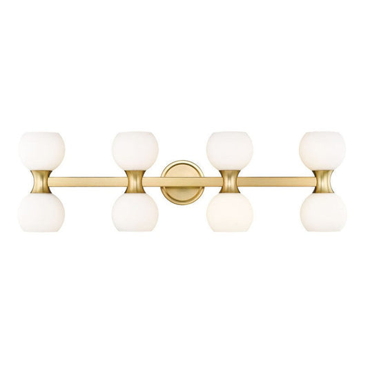 Z-Lite Artemis 7" 8-Light Modern Gold and Matte Opal Glass Shade Vanity Light