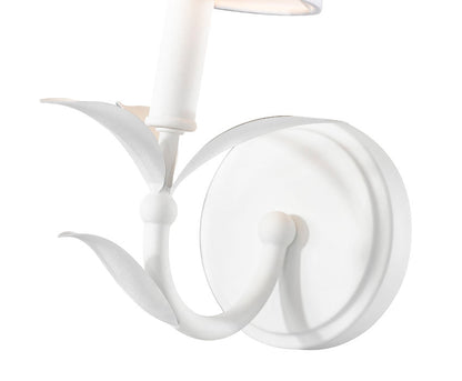 Z-Lite Aslin 5" 1-Light Textured White Steel Frame Fabric White Glass Shade Wall Sconce