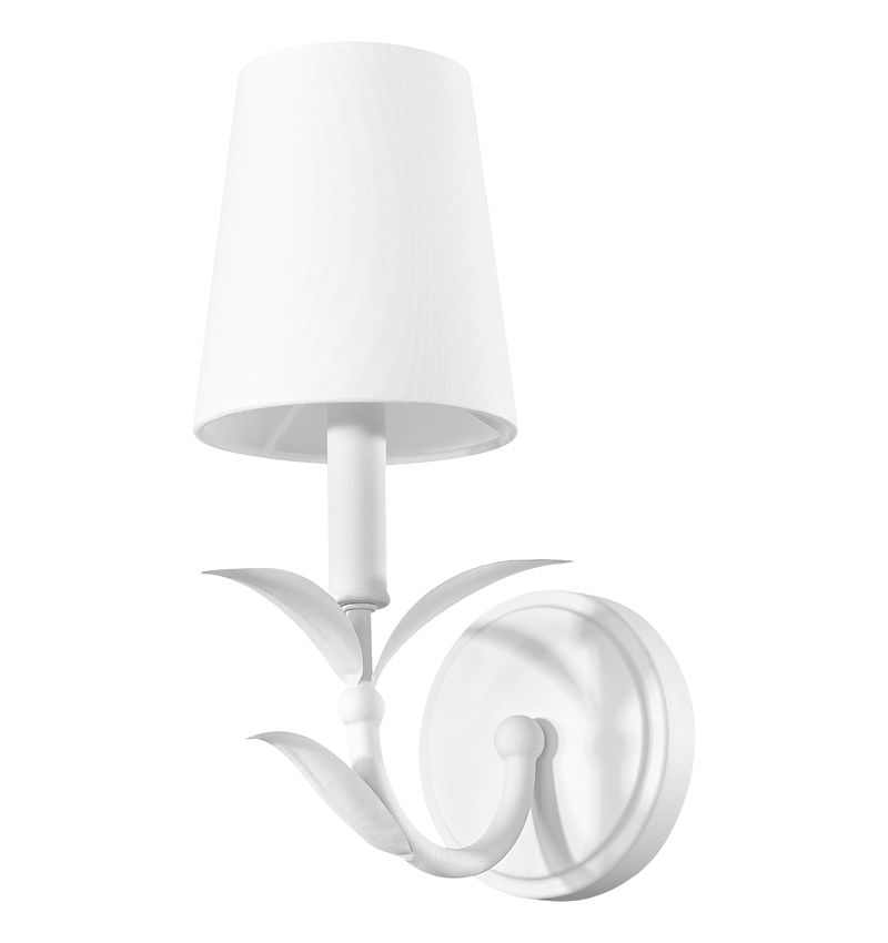 Z-Lite Aslin 5" 1-Light Textured White Steel Frame Fabric White Glass Shade Wall Sconce