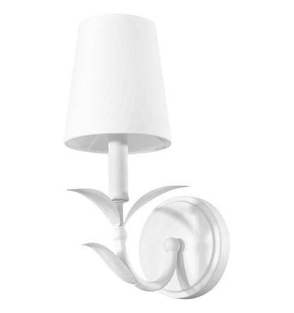 Z-Lite Aslin 5" 1-Light Textured White Steel Frame Fabric White Glass Shade Wall Sconce