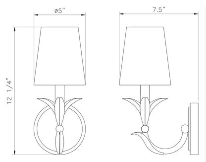 Z-Lite Aslin 5" 1-Light Textured White Steel Frame Fabric White Glass Shade Wall Sconce