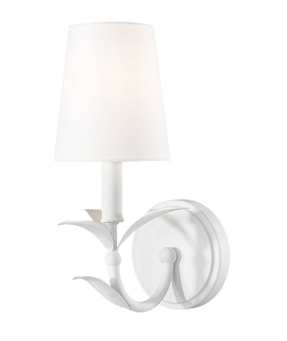 Z-Lite Aslin 5" 1-Light Textured White Steel Frame Fabric White Glass Shade Wall Sconce