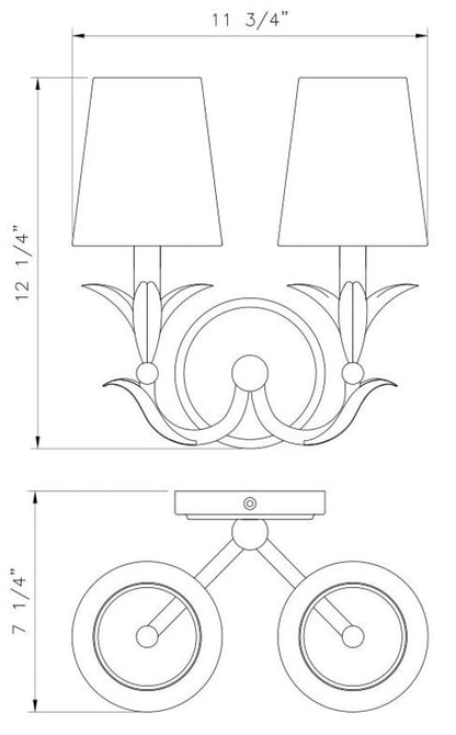 Z-Lite Aslin 7" 2-Light Textured White Steel Frame Fabric White Glass Shade Wall Sconce