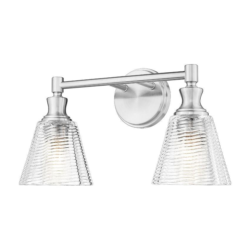 Z-Lite Auden 18" 2-Light Brushed Nickel Steel Frame Clear Glass Shade Vanity Light