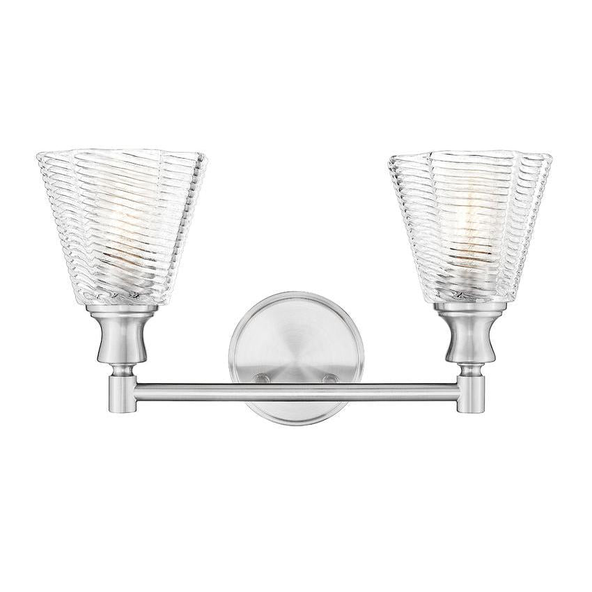 Z-Lite Auden 18" 2-Light Brushed Nickel Steel Frame Clear Glass Shade Vanity Light