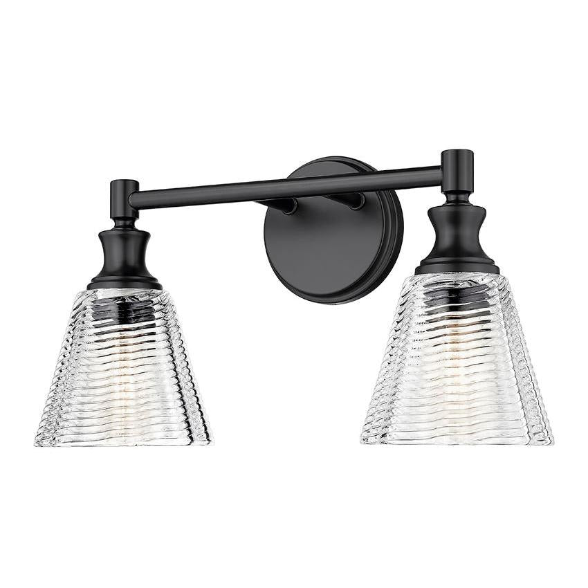 Z-Lite Auden 18" 2-Light Matte Black Steel Frame Clear Glass Shade Vanity Light