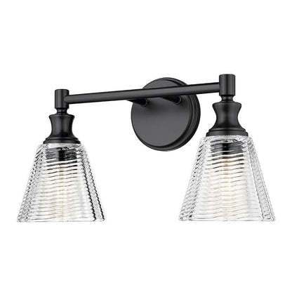 Z-Lite Auden 18" 2-Light Matte Black Steel Frame Clear Glass Shade Vanity Light