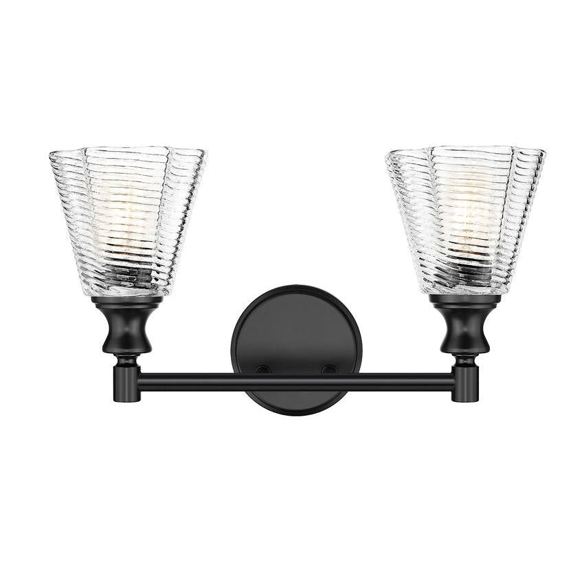 Z-Lite Auden 18" 2-Light Matte Black Steel Frame Clear Glass Shade Vanity Light