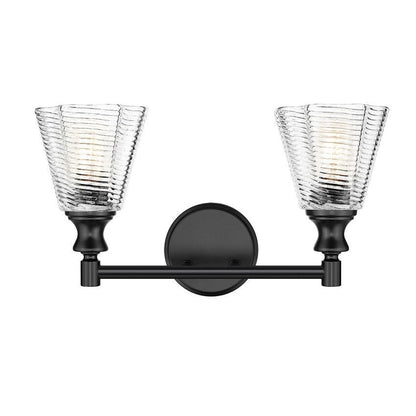 Z-Lite Auden 18" 2-Light Matte Black Steel Frame Clear Glass Shade Vanity Light