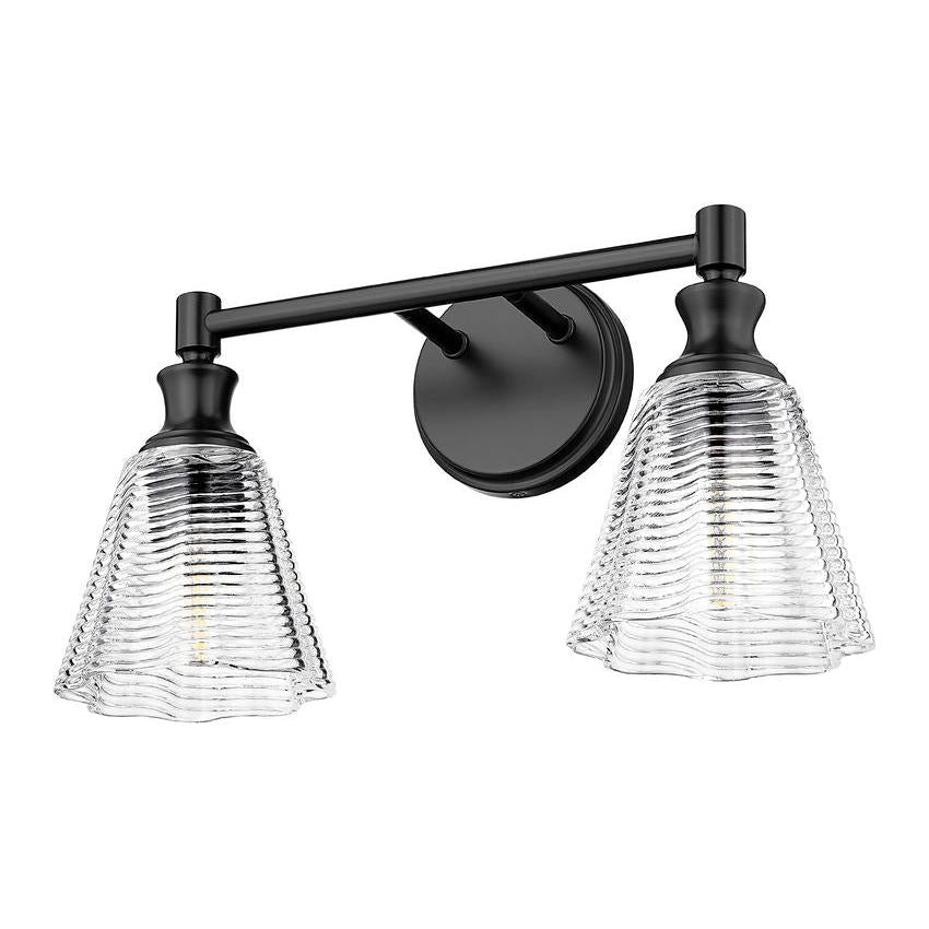 Z-Lite Auden 18" 2-Light Matte Black Steel Frame Clear Glass Shade Vanity Light