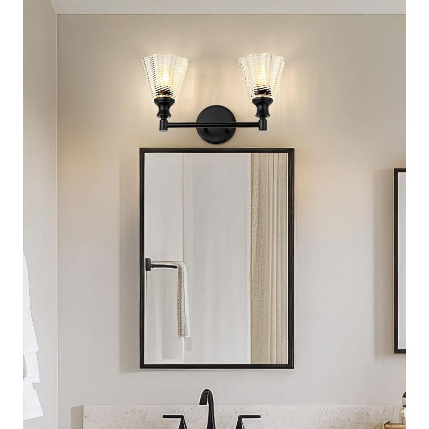 Z-Lite Auden 18" 2-Light Matte Black Steel Frame Clear Glass Shade Vanity Light