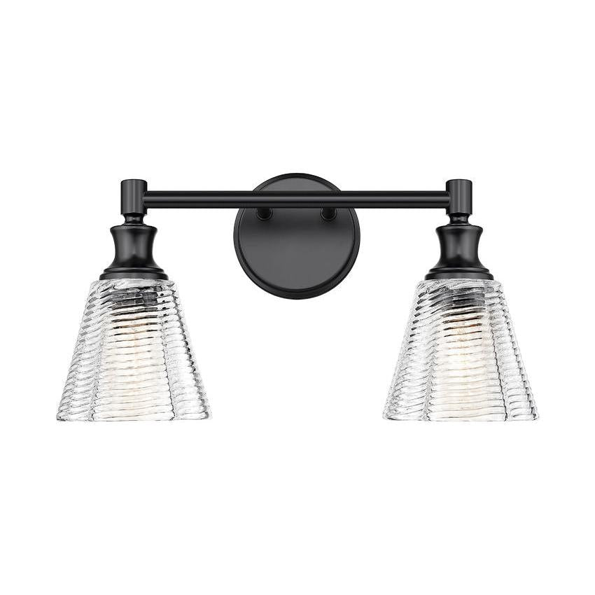 Z-Lite Auden 18" 2-Light Matte Black Steel Frame Clear Glass Shade Vanity Light