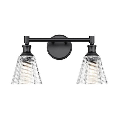Z-Lite Auden 18" 2-Light Matte Black Steel Frame Clear Glass Shade Vanity Light