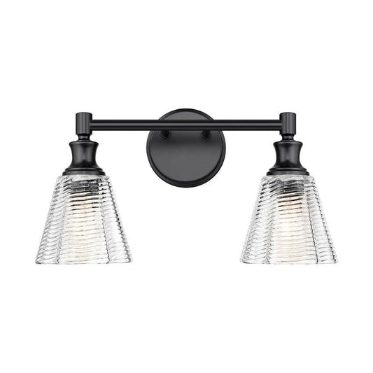Z-Lite Auden 18" 2-Light Matte Black Steel Frame Clear Glass Shade Vanity Light