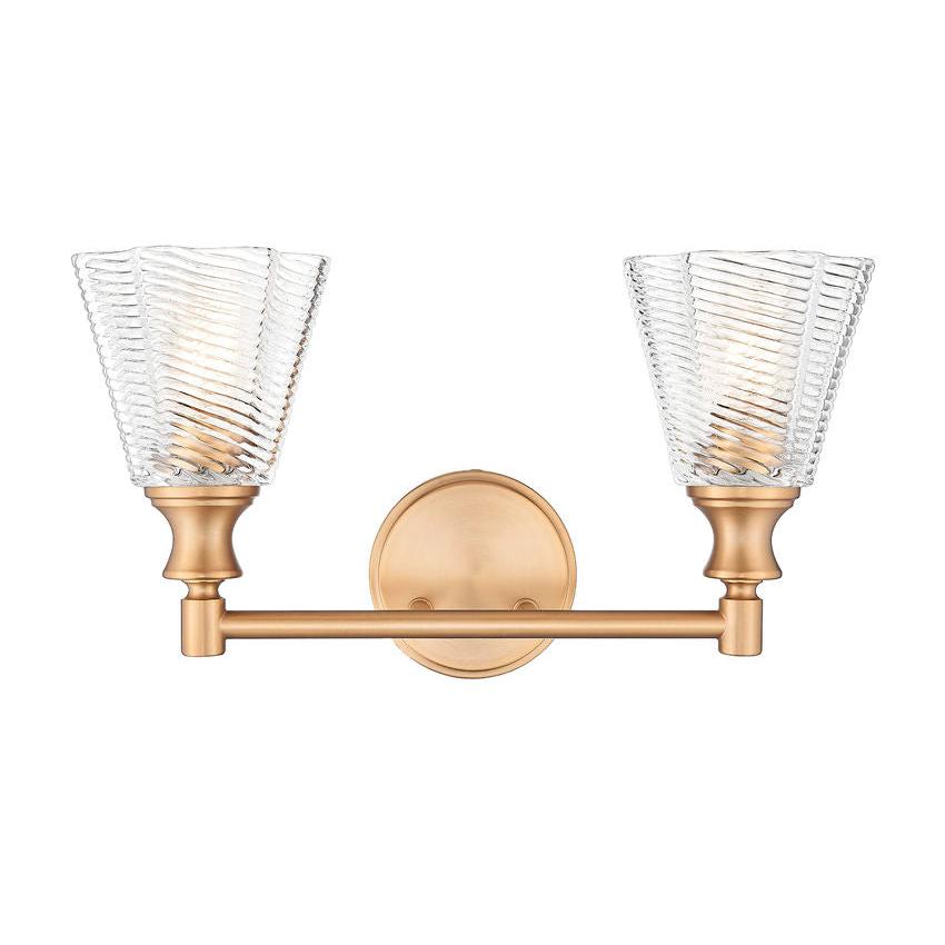 Z-Lite Auden 18" 2-Light Modern Gold Steel Frame Clear Glass Shade Vanity Light