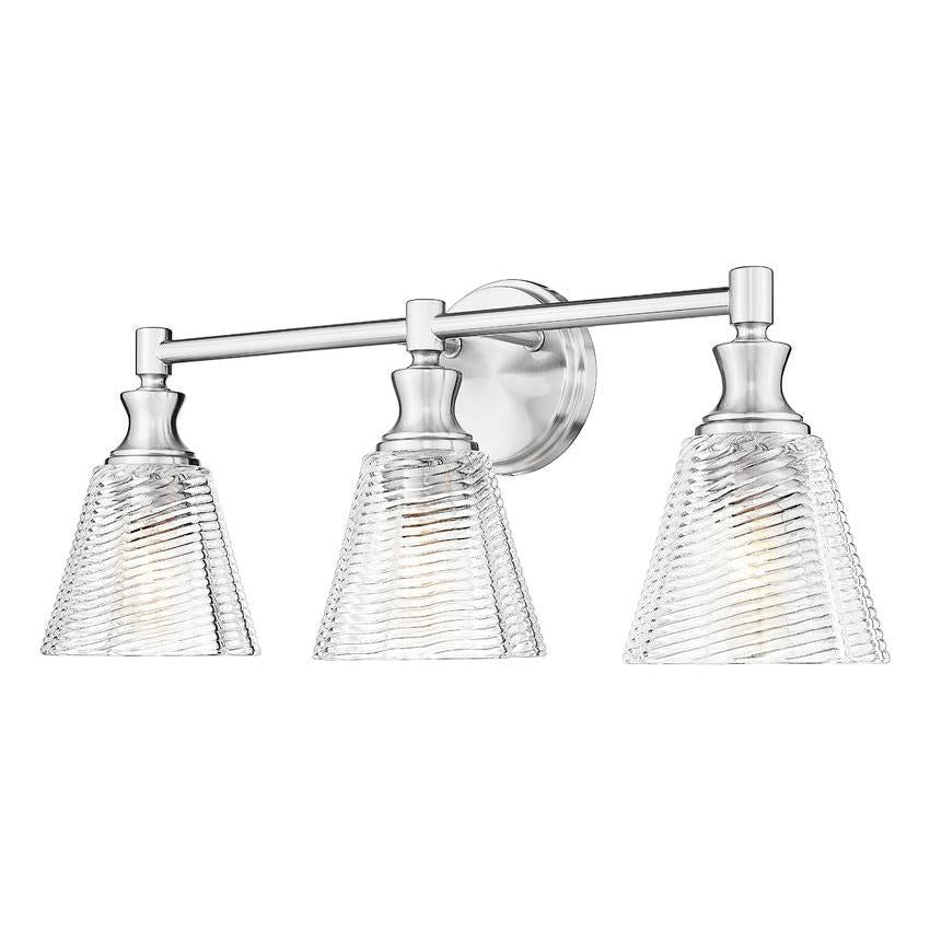 Z-Lite Auden 24" 3-Light Brushed Nickel Steel Frame Clear Glass Shade Vanity Light