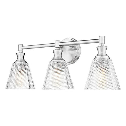 Z-Lite Auden 24" 3-Light Brushed Nickel Steel Frame Clear Glass Shade Vanity Light