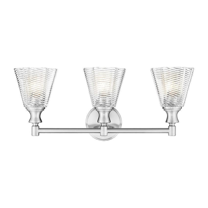 Z-Lite Auden 24" 3-Light Brushed Nickel Steel Frame Clear Glass Shade Vanity Light