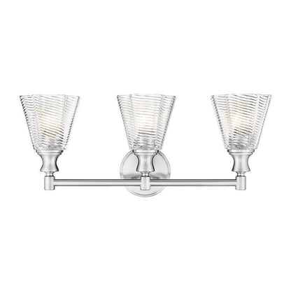 Z-Lite Auden 24" 3-Light Brushed Nickel Steel Frame Clear Glass Shade Vanity Light