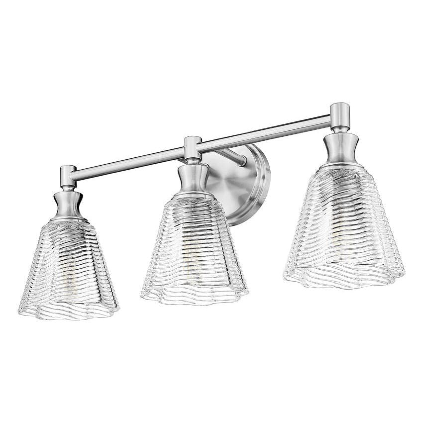 Z-Lite Auden 24" 3-Light Brushed Nickel Steel Frame Clear Glass Shade Vanity Light