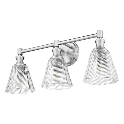 Z-Lite Auden 24" 3-Light Brushed Nickel Steel Frame Clear Glass Shade Vanity Light