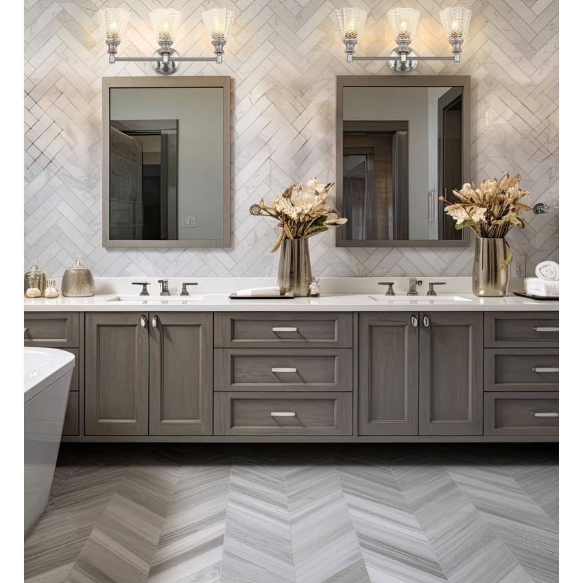 Z-Lite Auden 24" 3-Light Brushed Nickel Steel Frame Clear Glass Shade Vanity Light