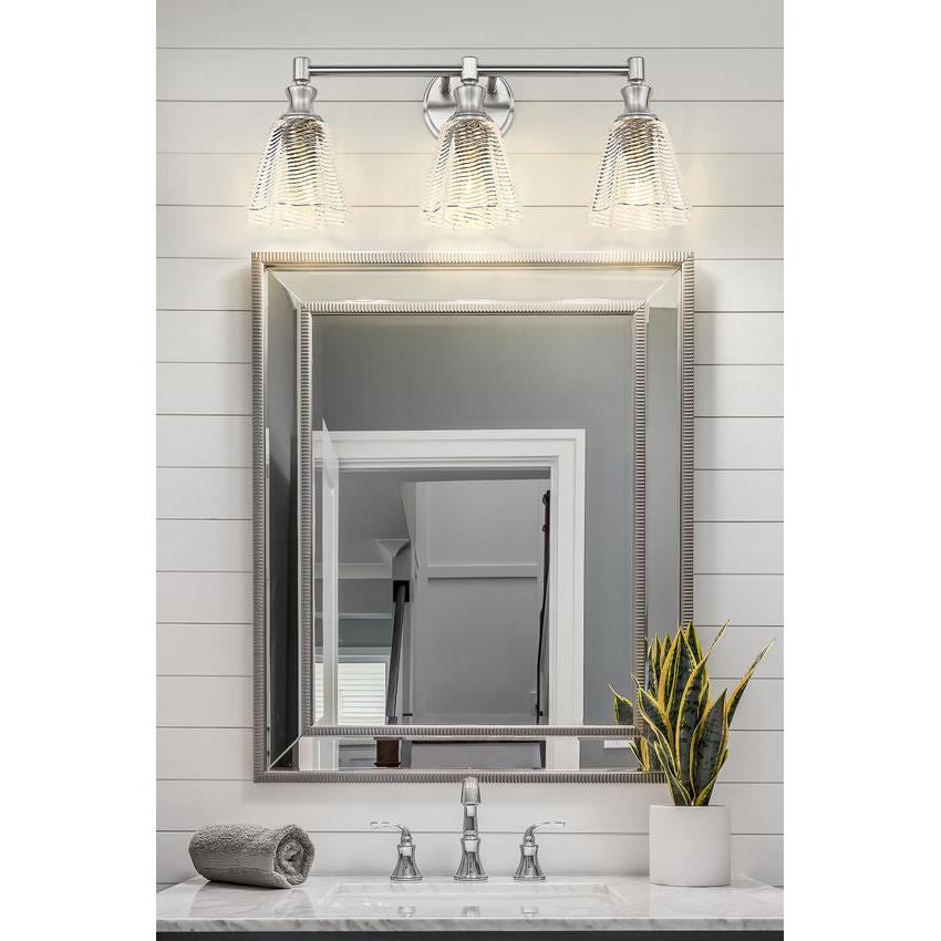 Z-Lite Auden 24" 3-Light Brushed Nickel Steel Frame Clear Glass Shade Vanity Light