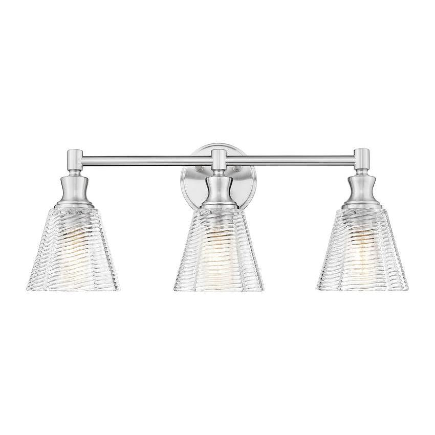 Z-Lite Auden 24" 3-Light Brushed Nickel Steel Frame Clear Glass Shade Vanity Light