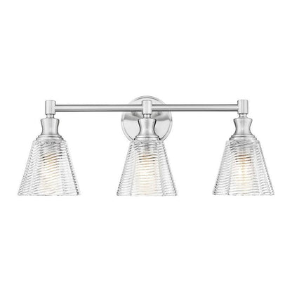 Z-Lite Auden 24" 3-Light Brushed Nickel Steel Frame Clear Glass Shade Vanity Light