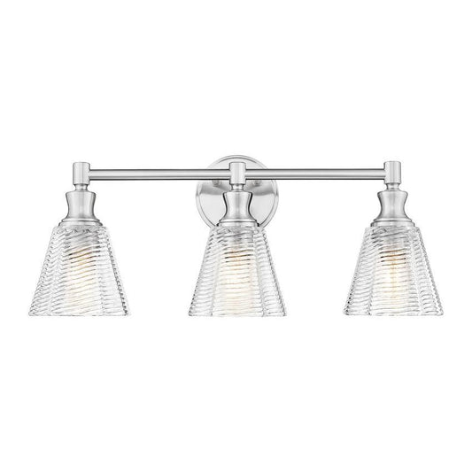 Z-Lite Auden 24" 3-Light Brushed Nickel Steel Frame Clear Glass Shade Vanity Light