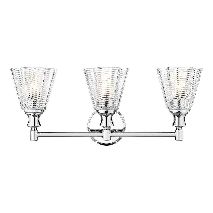 Z-Lite Auden 24" 3-Light Chrome Steel Frame Clear Glass Shade Vanity Light