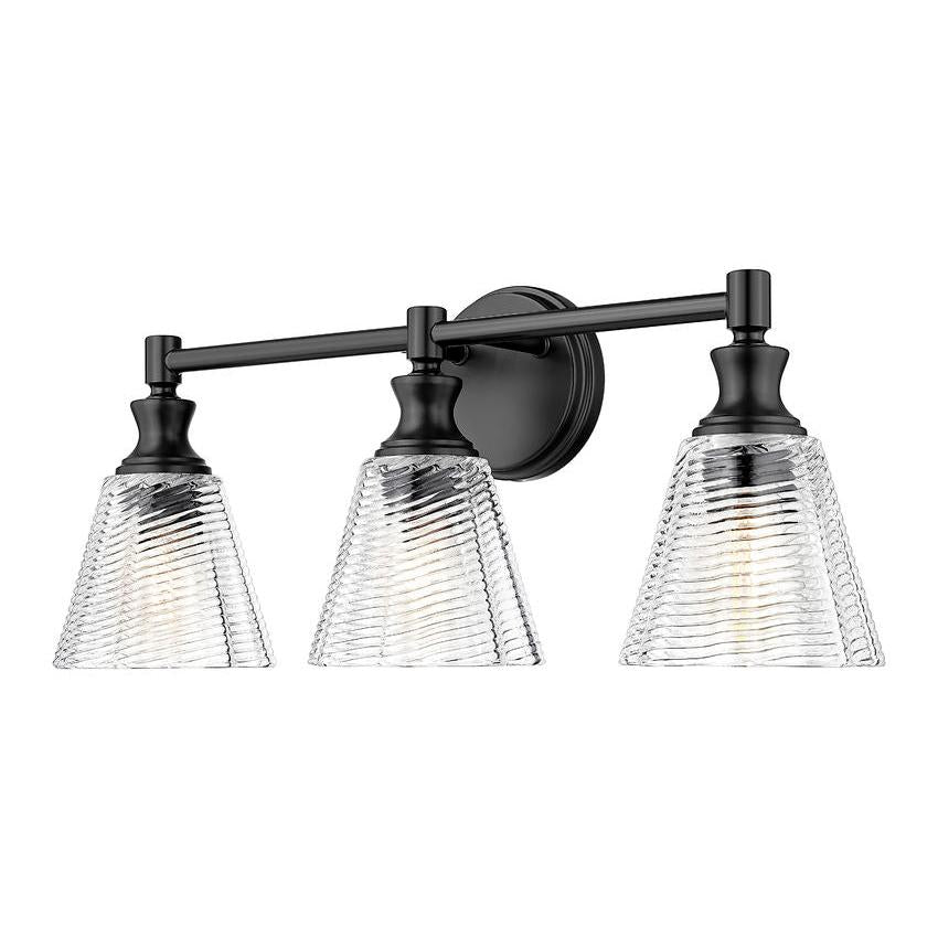 Z-Lite Auden 24" 3-Light Matte Black Steel Frame Clear Glass Shade Vanity Light
